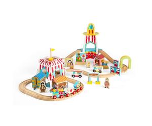Bigjigs Rail - Ensemble de Train Juste Amusant - 54 pièces de Jeu de Jeu en Bois, Trains pour Enfants et Ensembles de chemins de Fer, Jouets et Cadeaux pour Les Tout-Petits, en Bois Durable, âgé de 3