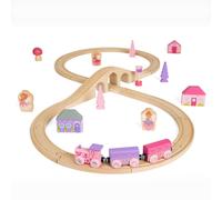 Bigjigs Rail Fairy Figure Of Eight Train Set - 35 Piece Pink Wooden Railway, Toy