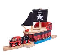 Bigjigs Rail Galion de Pirates | Train en Bois | Circuit Train Bois | Jouet Enfant | Jouet Éducatif | Cadeau Enfant | Jouet en Bois | Compatible Avec Autre Marques de Train en Bois