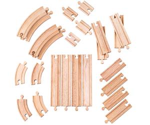 Bigjigs Rail Gerade und Kurven Holzschienen Set