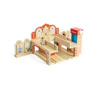 Bigjigs Rail Grand Central Station - Ensemble de trains en bois pour enfants, trains et accessoires de piste, ensembles d'extension ferroviaire, cadeaux pour tout-petits et enfants, à partir de 3 ans