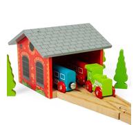 Bigjigs Rail Hangar Pour Deux Locomotives | Train en Bois | Circuit Train Bois | Jouet Enfant | Jouet Éducatif | Cadeau Enfant | Jouet en Bois | Compatible Avec Autre Marques de Train en Bois