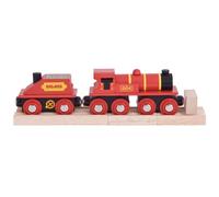 Bigjigs Rail Locomotive rouge avec tender + 3 rails