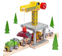 Bigjigs Rail magnétique Big Yellow Crane - d'autres Grandes Marques de Rail en Bois sont compatibles