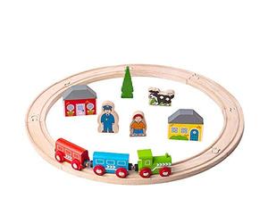 Bigjigs Rail My First Wooden Train Set - Beginner Railway Set