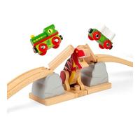Bigjigs Rail, Pont d'éclatement T-Rex, Jouets en Bois, Jouets de Dinosaures, Accessoires de Train Bigjigs, Piste de Dinosaure, Ensembles de Train en Bois, Trains pour Enfants, Trains Bigjigs