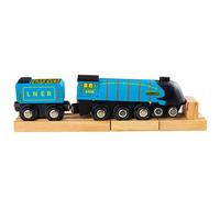 Bigjigs Rail Reproduction en bois de la locomotive Mallard + 3 rails