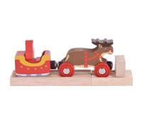 Bigjigs Rail Santa Sleigh with Reindeer Toy Train - Bigjigs Train for Christmas