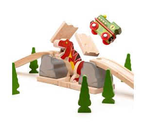 Bigjigs Rail, T-Rex Bursting Bridge, Wooden Toys, Dinosaur Toys, Bigjigs Train A