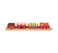 Bigjigs Rail Train de marchandises rouge + 3 voies