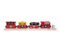 Bigjigs Rail Train Pirates | Train en Bois | Circuit Train Bois | Jouet Enfant | Jouet Éducatif | Cadeau Enfant | Jouet en Bois | Compatible avec Autre Marques de Train en Bois