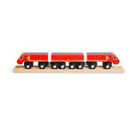 Bigjigs Rail - Train Postal Rouge - Trains en Bois pour Les Enfants, Accessoires de Jouets de Train, Ensembles de Chemin de Fer pour Tout-Petits, 3 Voitures et 2 pièces de Piste, accouplements