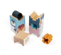 Bigjigs Toys - Arctic Tower Puzzle - 9 pièces en Bois Stacking Toy & Shape trieur, Animal Building Blocks Activity, en Bois Durable et en Silicone, bébé Toddler Montessori Toys, Cadeaux pour 1 an +
