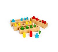Bigjigs Toys - Blocs de Cheville en Bois - trieur de Taille et de Forme de 24 pièces, Jouet Montessori fabriqué de manière Durable, ressources d'apprentissage précoce pour Les Enfants, 2+ Ans