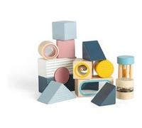 Bigjigs Toys Blocs d'exploration sensorielle en bois, formes empilables pour bébés et tout-petits, pour enfants à partir de 18 mois Or