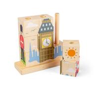 Bigjigs Toys Blocs empilables de Londres | Puzzle en bois pour tout-petits | Ensemble de construction et de tri de 9 blocs | Cubes de tri sur le thème de la ville pour enfants | Jouet d'apprentissage