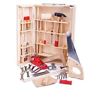 Boîte à outils enfant - Junior - Bois et métal - Complète avec marteau, scie, tournevis, clés et pince