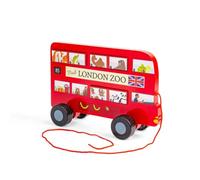 Bigjigs Toys Bus londonien à tirer - Jouet en bois à tirer pour bébé et tout-petit, activité d'apprentissage précoce, cadeaux pour bébés et tout-petits, fabriqué de manière durable, à partir de 12