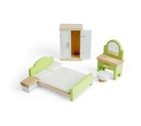 Bigjigs Toys chambre à coucher | mobilier en bois pour maison de poupée | parure de chambre pour maisons de poupées enfant | accessoires de jeu de rôle | mini lit, armoire & coiffeuse | cadeau dès 3