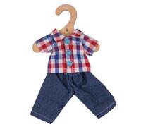 Bigjigs Toys Chemise à carreaux et jeans pour poupée 28 cm