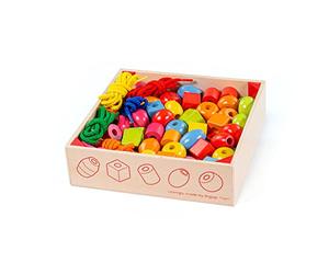 Bigjigs Toys Conne en Bois de Perles et Lacets - Fizer des Perles d'activité