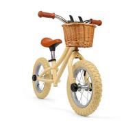 Bigjigs Toys Draisienne crème avec panier - Vélos sans pédales pour tout-petits, vélos d'entraînement, apprentissage du vélo, activité de plein air amusante, cadeaux pour enfants, à partir de 3 ans