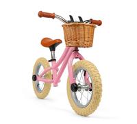 Bigjigs Toys Draisienne rose avec panier - Vélos sans pédales pour tout-petits, vélos d'entraînement, apprentissage du vélo, activité de plein air amusante, cadeaux pour enfants, à partir de 3 ans