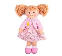 BigJigs Toys Ella Rag Doll (Medium) - Mon premier Dolly, Plux Pink Soft Dolls, Baby Toys for Girls & Boys, Ragdoll adapté à la naissance, échangez des vêtements et des tenues de 1 an, une taille de 34
