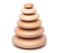 Bigjigs Toys – Empile de galets en bois – Jouet d'empilement 6 pièces, Montessori 2 ans+