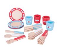 Bigjigs Toys Ensemble de salle à manger en bois à pois