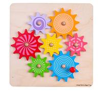 Bigjigs Toys - Engrenages en bois et puzzle Cog - Apprentissage éducatif