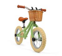 Bigjigs Toys Green Draisienne avec panier - Vélos sans pédales pour tout-petits, vélos d'entraînement, apprentissage du vélo, activité de plein air amusante, cadeaux pour enfants, à partir de 3 ans
