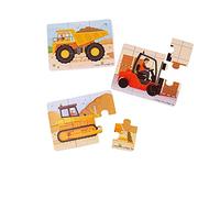 Bigjigs Toys Gros engins de Chantier (Puzzles de 6 pièces) - 3 Puzzles
