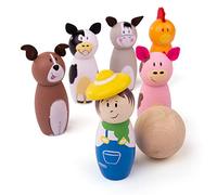 Bigjigs Toys Jeu de Quilles Ferme | Jouet pour Enfant | Cadeau Enfant | Joeut Traditionnel | Apprendre en Jouant