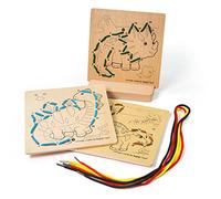 Bigjigs Toys Jouet de laçage My:5 Dinosaure en bois Laçage par chiffres
