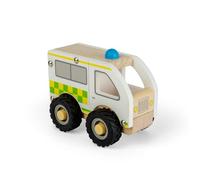 Bigjigs Toys Mini ambulance | Petits véhicules de services d'urgence | Jouet en bois pour enfants | Petites ambulances de jeu pour tout-petits | Ensemble de jeu de rôle pour garçons et filles |