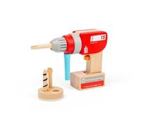 Bigjigs Toys Perceuse jouet en bois avec forets magnétiques, jeu de simulation, outils jouets, pour enfants à partir de 3 ans
