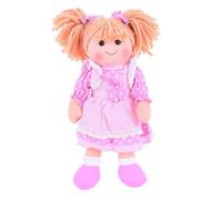 Bigjigs Toys BJD029 Anna Poupée en Peluche avec Cheveux et Tenue 33 cm