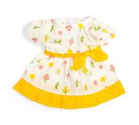 Bigjigs Toys Robe à motifs avec bordure jaune - Vêtements de poupée de petite taille | Tenue pour poupées de chiffon pour enfants | Robes blanches ragdoll avec motifs d'arbre et nœuds | Vêtements en