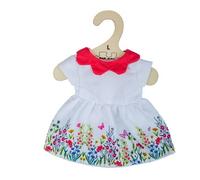 Bigjigs Toys Robe blanche à fleurs avec col rouge pour poupée 38 cm