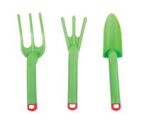 Bigjigs Toys Set d'outils de jardinage en plastique vert 3pcs