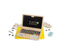 Bigjigs Toys Tech Set - 95 pièces en bois pour ordinateur portable avec écran noir, jeux de simulation et accessoires pour tout-petits et enfants, activité d'apprentissage préscolaire, cadeaux pour