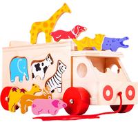 Bigjigs Toys Voiture en bois avec animaux