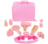 Bigjigs Toys Wooden Kids Vanity Case - 11 Piece Vanity Kit & Accessories with Pi