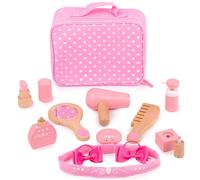 Bigjigs Toys Wooden Kids Vanity Case - 11 Piece Vanity Kit & Accessories with Pi