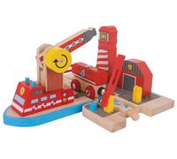 Bigjigs Wooden Fire Brigade Rescue Station (Station De Sauvetage Des Pompiers)
