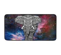 Bigjoke Galaxy Nebula Star Elephant Tapis de cuisine antidérapant en caoutchouc confortable pour cuisine, salle de bain, décoration d'intérieur 99 x 51 cm