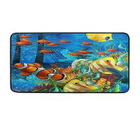 Bigjoke Ocean Tropical Fish Coral Tapis de cuisine antidérapant en caoutchouc confortable pour cuisine, salle de bain, décoration d'intérieur 99 x 51 cm
