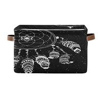 Bigjoke Panier de rangement en forme de plumes indiennes attrape-rêves en forme de cube de rangement de jouets, poubelle pliable, avec poignées, panier de rangement en tissu pour étagère, crèche, maison et bureau