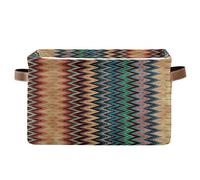 Bigjoke Panier de rangement en tissu avec poignées à rayures zigzag